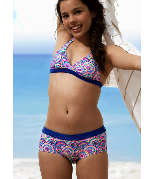 Boobs & Bloomers Boobs & Bloomers Vivian halterbikinitop met boxershort in zomerse mandala print