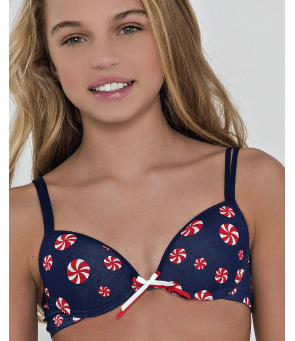 Boobs & Bloomers Boobs & Bloomers Soof katoenen Bh kleur marine met fantasieprint