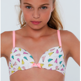 Boobs & Bloomers  Michella katoenen Bh zonder beugel kleur wit met print