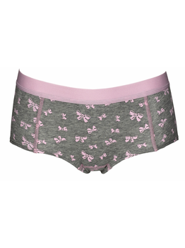 Boobs & Bloomers Daisy katoenen Boxershort kleur grijs met print strikjes kleur pink