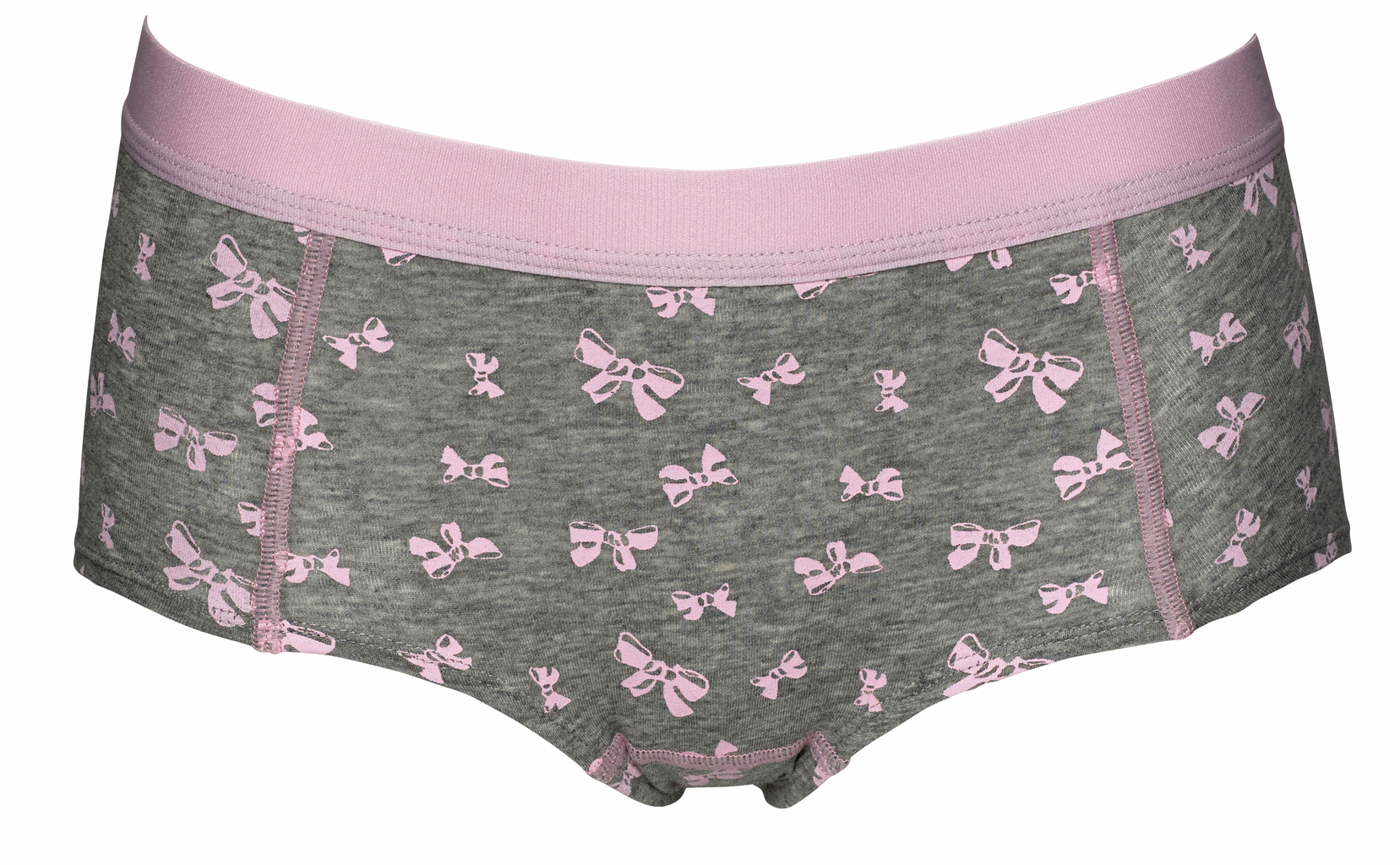 Boobs & Bloomers Daisy katoenen Boxershort kleur grijs met print strikjes kleur pink