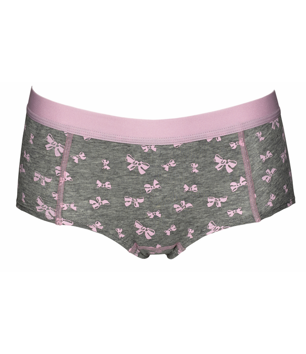 Boobs & Bloomers Daisy katoenen Boxershort kleur grijs met print strikjes kleur pink