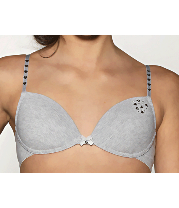 Boobs & Bloomers Boons & Bloomers Demi katoenen Bh zonder beugel licht voorgevormd kleur Grijs