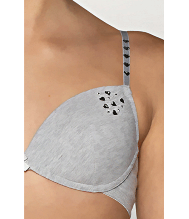 Boobs & Bloomers Boons & Bloomers Demi katoenen Bh zonder beugel licht voorgevormd kleur Grijs