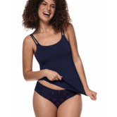 Amoena Valletta prothese top in donkerblauw. Zachte TENCEL™ Modal top zonder beugel, met prothesehoesjes aan beide zijden