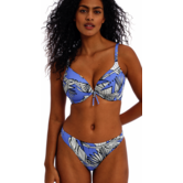 Freya Mali Beach Plunge bikinitop met beugel & ultra lichte voorgevormde cup, kleur korenblauw met print blad kleur ivoor