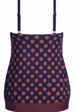 Amoena  Alabama proth.  tankinitop zonder beugel, in blouson model, kleur blauw met print dots kleur brique