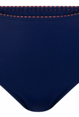 Amoena  Alabama hoge  bikinislip blauw met print kleur brique aan bovenrand