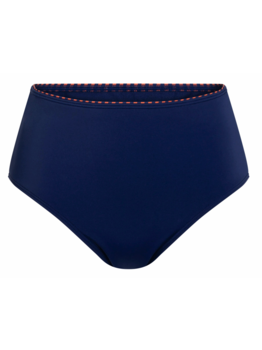 Amoena  Alabama hoge  bikinislip  blauw met print kleur brique aan bovenrand
