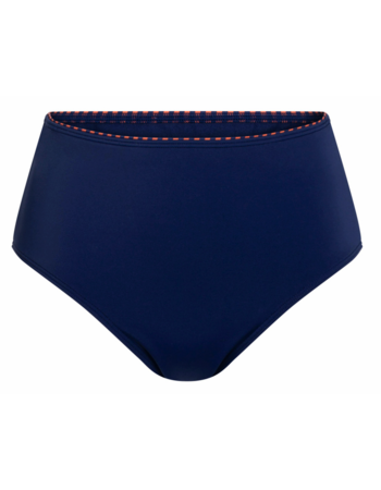 Alabama hoge  bikinislip  blauw met print kleur brique aan bovenrand