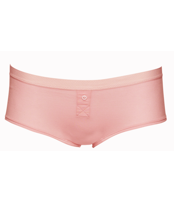 Boobs & Bloomers Boobs & Bloomers  Audrey katoenen heup boxershort kleur pink met bies stip wit