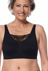 Amoena Esra hooggesloten naadloze, lichtgewindercht, prothese Bh zonder beugel & uitneembare paddings, mt S t/m 3XL, kleur zwart