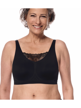 Amoena Esra hooggesloten naadloze, lichtgewindercht, prothese Bh zonder beugel & uitneembare paddings, mt S t/m 3XL, kleur zwart