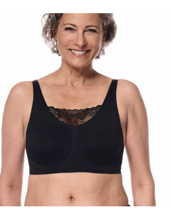 Amoena Esra hooggesloten naadloze, lichtgewindercht, prothese Bh zonder beugel & uitneembare paddings, mt S t/m 3XL, kleur zwart