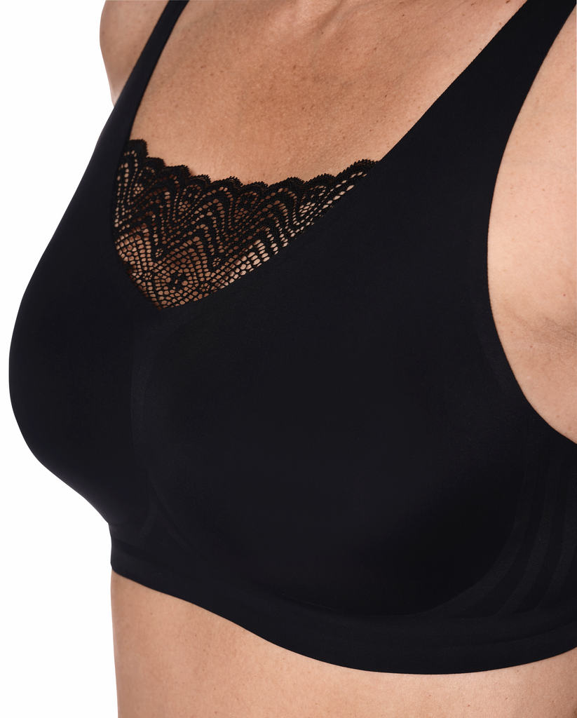 Amoena Esra hooggesloten naadloze, lichtgewindercht, prothese Bh zonder beugel & uitneembare paddings, mt S t/m 3XL, kleur zwart