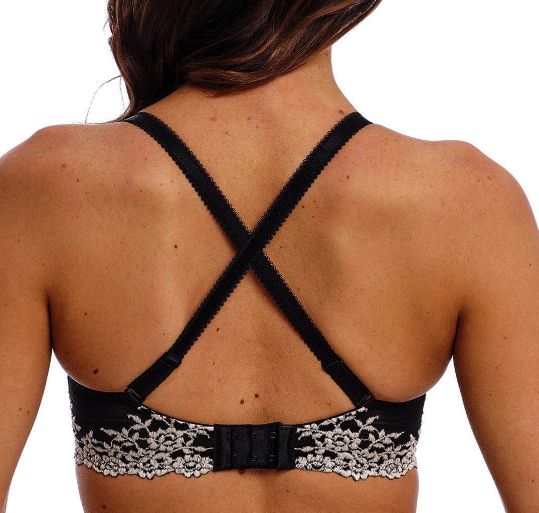 Wacoal Embrace Lace Plunge Bh met beugel & lichte voorvorm zwart met ecru kleurige borduursel