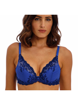 Wacoal Embrace Lace Plunge Bh met beugel & lichte voorvorm  kleur indigoblauw met borduursel kleur navy