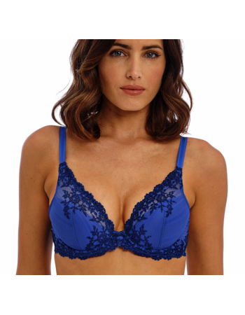 Wacoal Embrace Lace Plunge Bh met beugel & lichte voorvorm  kleur indigoblauw met borduursel kleur navy