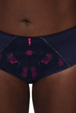 Amoena  Delila comfortabele microfaser slip kleur blauw met borduursel magenta kleur mt 44 t/m 46