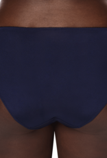 Amoena  Delila comfortabele microfaser slip kleur blauw met borduursel magenta kleur mt 44 t/m 46