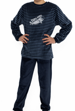 Lunatex Outfitter Velours Jongenspyjama – Antraciet Gestreept met Skateboard – €5 korting vanaf €39,95 of €15 vanaf €99,95
