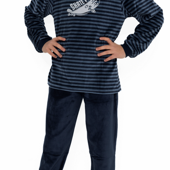 Outfitter Velours jongenspyjama  antraciet – maat 176