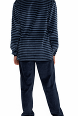 Lunatex Outfitter Levin velours jongenspyjama grijs gestreept, mt 176