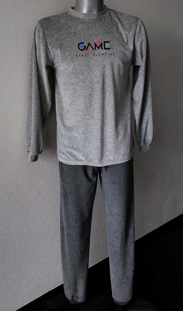 Lunatex Outfitter Storm velours jongenspyjama mt 176 kleur grijs