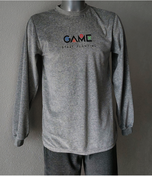 Lunatex Outfitter Storm Velours Jongenspyjama – Grijs