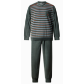 Gentlemen Reza badstof herenpyjama – antracietgrijs met streepprint (L t/m 2XL)