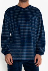 Lunatex Lino herenpyjama – Navy velours pyjama uit de Outfitter collectie