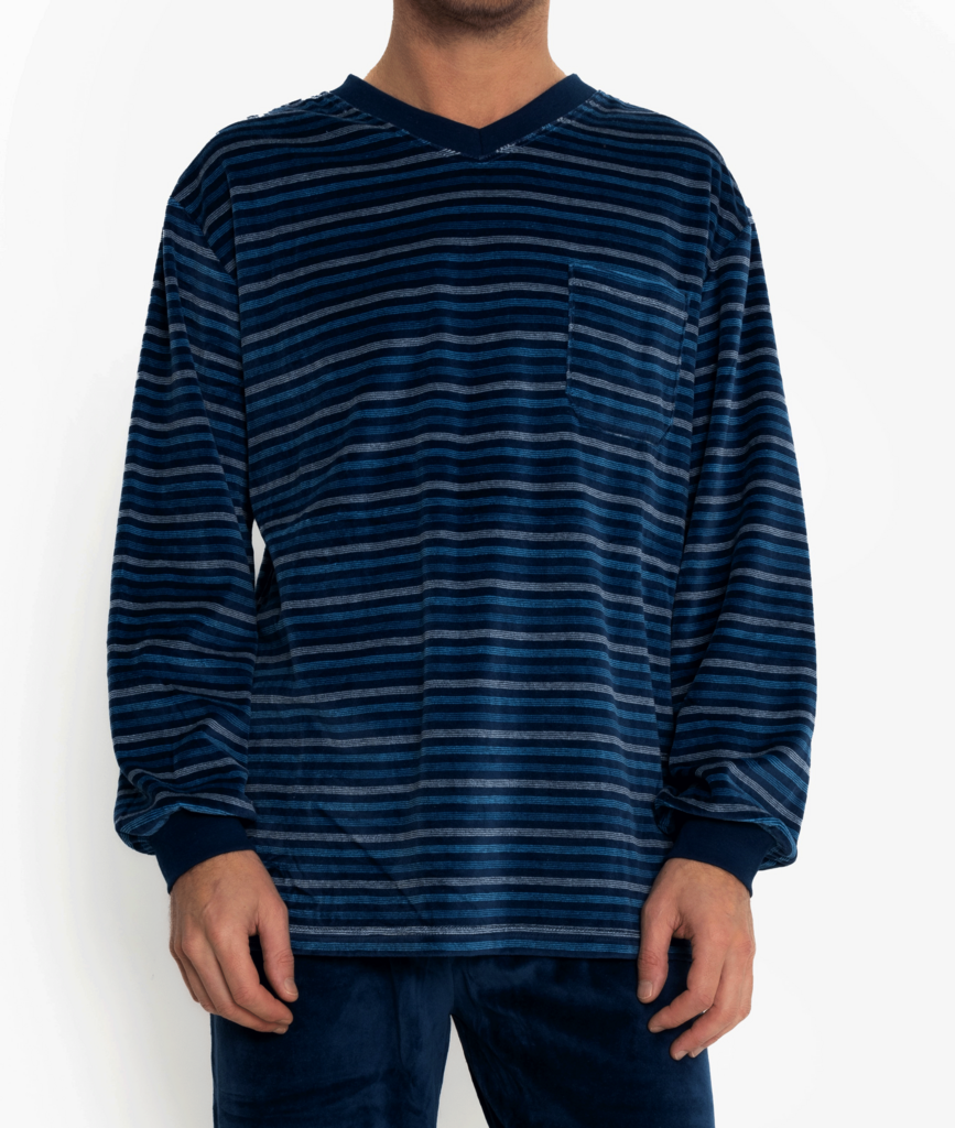 Lunatex Lino herenpyjama – Zachte velours pyjama uit de Outfitter‑collectie