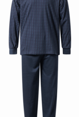 Lunatex Gentlemen Gian double jersey herenpyjama, kleur navy met print