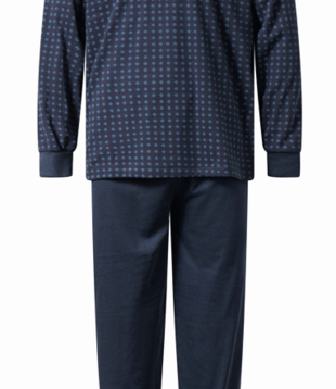 Gentlemen Gian double jersey herenpyjama, kleur navy met print