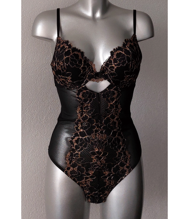 After Eden New Orleans stringbody kleur zwart met goudkleurige lurex gecombineerd mt B80