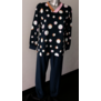 Lunatex Dames katoenen pyjama marineblauw gecombineerd met print dots mt 42-L