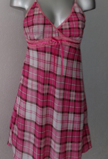 LingaDore Silena chiffon nachtjurkje ruitprint kleur pink & roze, mt 40-M- valt als mt 38-S