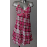 LingaDore Silena chiffon nachtjurkje ruitprint kleur pink & roze, mt 40-M- valt als mt 38-S