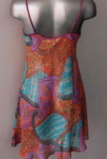 LingaDore Paxton chiffon nachtjurkje kleur purple gecombineerd met kleurrijke print de mt 42-L