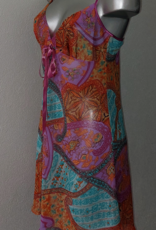 LingaDore Paxton chiffon nachtjurkje kleur purple gecombineerd met kleurrijke print de mt 42-L