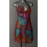 LingaDore Paxton chiffon nachtjurkje kleur purple gecombineerd met kleurrijke print de mt 42-L