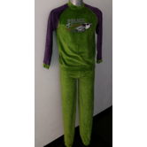 Lunatex Velours Jongenspyjama – Mosgroen & Marineblauw met Politieauto