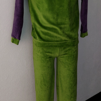 Lunatex Velours Jongenspyjama – Mosgroen & Marineblauw met Politieauto