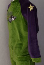 Lunatex Lunatex Velours Jongenspyjama – Mosgroen & Marineblauw met Politieauto