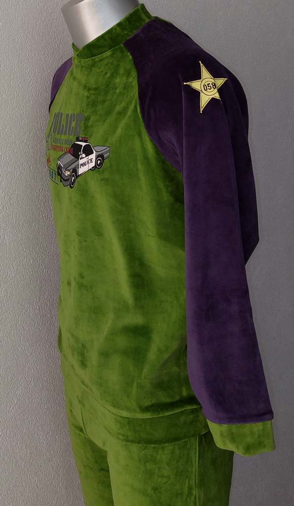 Lunatex Lunatex Velours Jongenspyjama – Mosgroen & Marineblauw met Politieauto