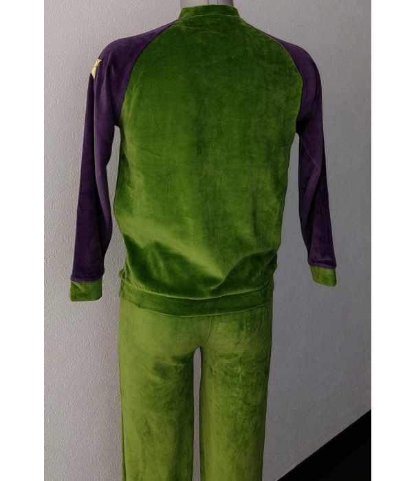 Lunatex Velours Jongenspyjama – Mosgroen & Marineblauw met Politieauto