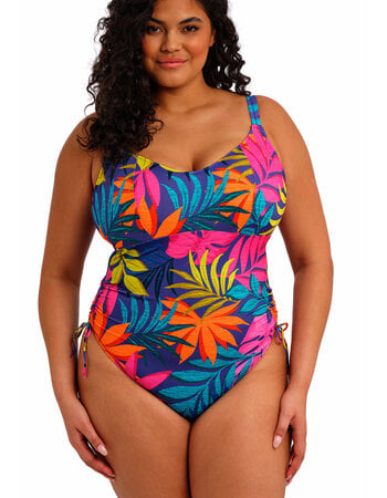 Elomi Porto Rafti badpak zonder beugel indigo blauw met tropische bladprint