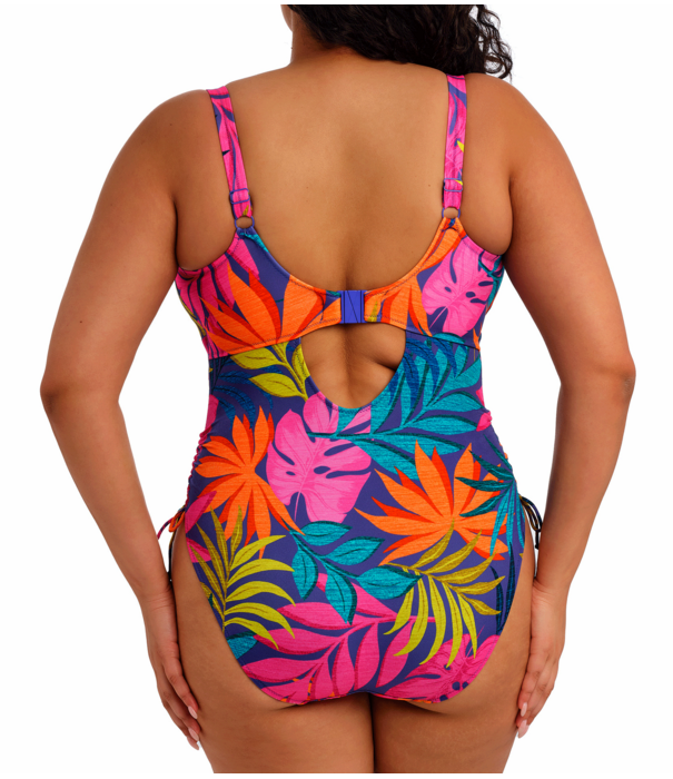 Elomi Elomi Porto Rafti lichtgewicht badpak in indigo blauw met tropische bladprint