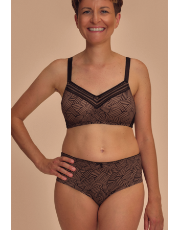 Amoena Brooke bh zonder beugel & voorgevormde cup – kleur zwart/bruin