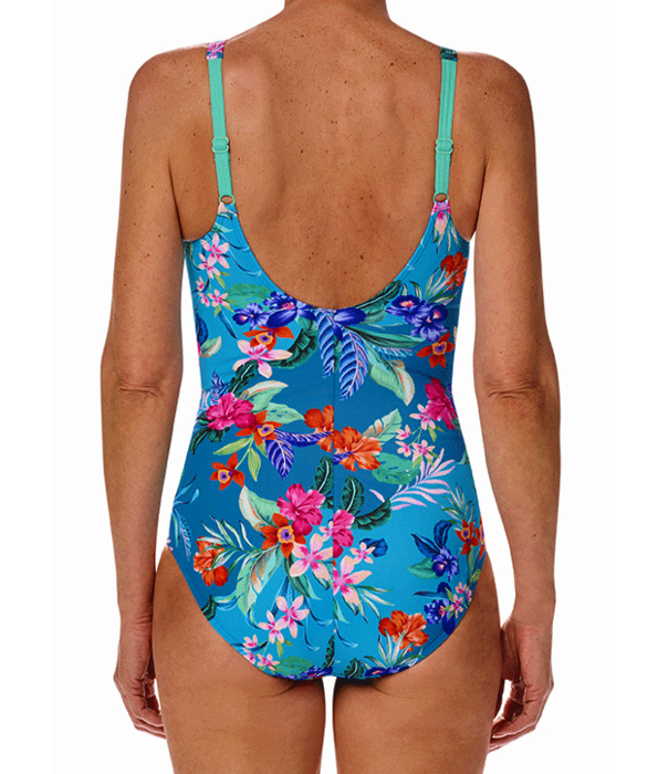 Amoena Amoena Alvor Hooggesloten Prothese Badpak Zonder Beugel – Turquoise Botanische Print